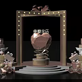 Gold Store Check in Photo Spot With Heart Shaped Display Stand Gift Boxes And Balloons