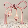 Pink Curved Street Lamps Photo Spot With Two Lamp Shades And Colorful Pebble Floor