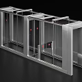 Stainless Steel Access Control Gate with Glass Panels and Modern Security Design