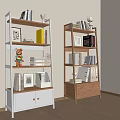 Style Bookshelf Cream Style Bookshelf Book Photo Frame Ornaments Combination Storage Cabinet 3d model