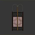 Traditional Chinese Decorative Furniture Lantern With Black Carved Frame Pink Diamond Pattern And Wooden Handle