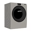 Silver Front Loading Washing Machine With Modern Design And Circular Door