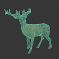 Realistic Deer Sculpture With Large Antlers Open Mouth And Standing Pose
