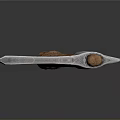 Medieval Battle Axe Featuring Silver Intricate Patterned Head and Wooden Brown Wrapped Handle