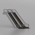 Modern Escalator Featuring Black Handrails Silver Structure and Dark Steps with Yellow Edge 3d model