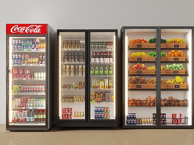 Modern Freezer Refrigerator Freezer Cabinet Beverage Cabinet Fresh-keeping Cabinet Soda Beverage Fruit 3d model