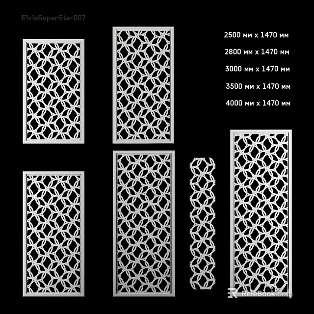 Stylish Modern Wall Decor with Laser Cut Geometric Patterns and Various Sizes 3d model 