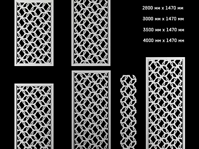 Stylish Modern Wall Decor with Laser Cut Geometric Patterns and Various Sizes 3d model