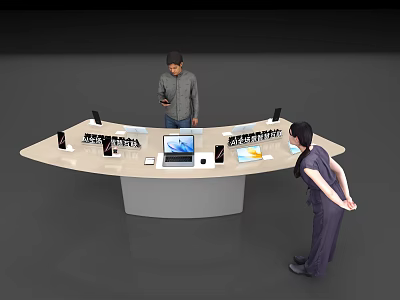 Round Functional Desk With Multiple Monitors Laptop And Electronic Devices For Two People 3d model