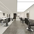 Modern Beauty Salon Interior with Stylish Black Salon Chairs Mirrors and Bright Lighting