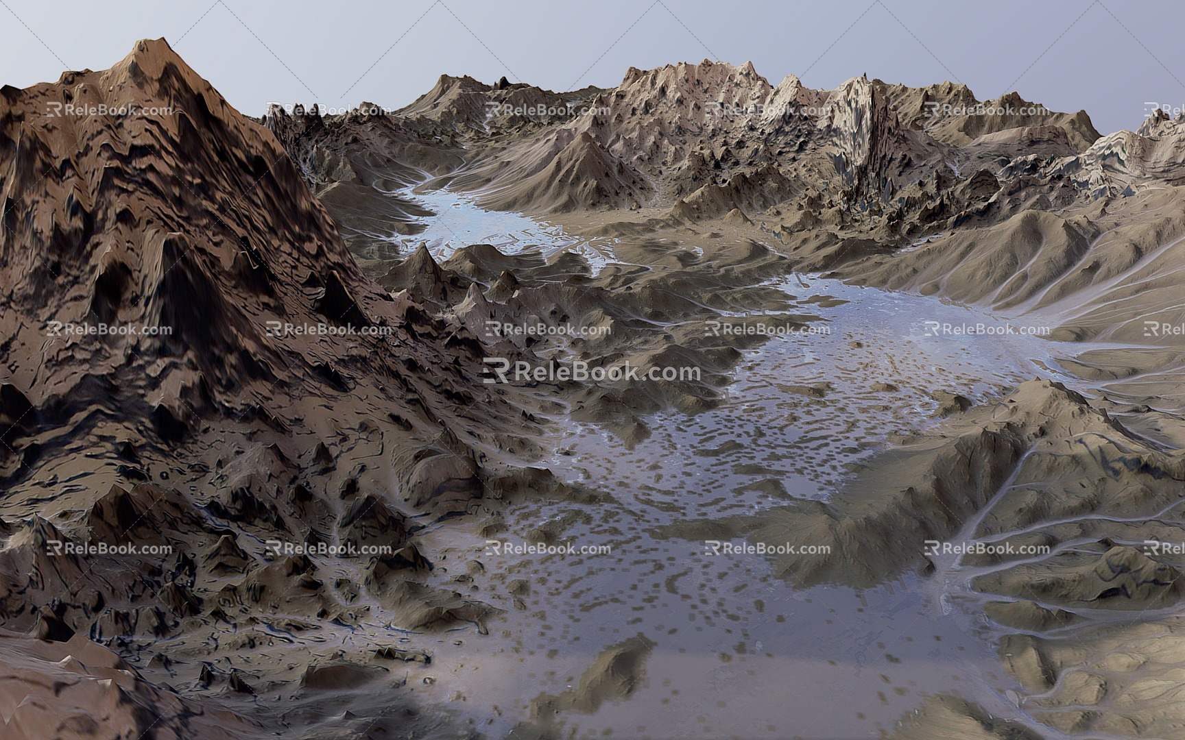 Mountain Mud Terrain Mountain Peaks Rocks Valley 3d model