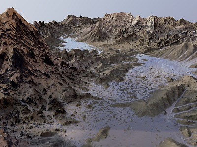 Mountain Mud Terrain Mountain Peaks Rocks Valley 3d model