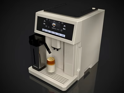 Automatic Coffee Machine Kitchen Appliance With Digital Display And White Design 3d model