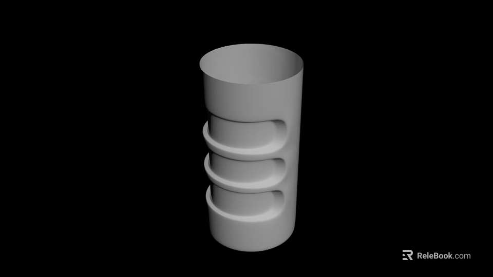 White Cylindrical Decorative Object With Multi layered Ring Structure For Modern Interior 3d model