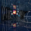 Underwater Themed Exhibition Hall With Spherical Structure Glowing Lines And Glass Walls