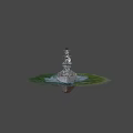 Vintage Battleship Sailing On Blue Sea With Multiple Towers Cannons And Smoke