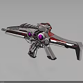 Futuristic Sci Fi Weapon With Metallic Finish Purple Glowing Elements And Red Accent Lines