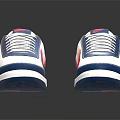 White Nike Sneakers With Blue Red Accents Swoosh Logo And White Laces