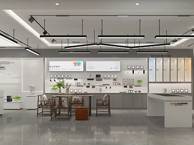 Modern Specialty Store Interior Design With Product Display Lighting And Furniture 3d model