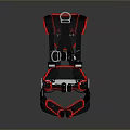 Man Wearing Black And Red Harness For Safety Work Equipment Use
