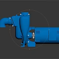 Blue Industrial Water Pump With Motor Housing And Compact Base Design