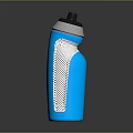 Blue Electronic Water Bottle With Silver Cap And Mesh Grip Design