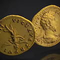 Antique Gold Coins With Carved Portrait And Inscriptions As Decorative Household Items