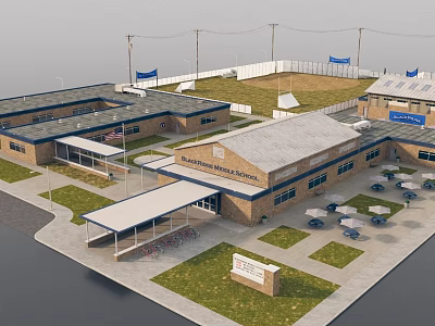 Factory base foreign building European building bird's-eye view 3d model