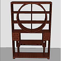 Modern Red Display Shelf With Circular Design And Multiple Shelves