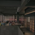 Modern Industrial Restaurant Interior With Wooden Tables Metal Chairs And Pendant Lighting