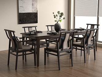 New Chinese Dining Table and Chair Combination 3d model