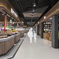 Modern Supermarket Grocery Interior With Fresh Tofu Pork Stalls And Produce Sections