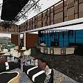 Modern Sales Office Interior Design With Geometric Wall Patterns And Comfortable Sofas