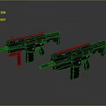 Two Black Assault Rifles With Red Accents Modern Futuristic Tactical Design