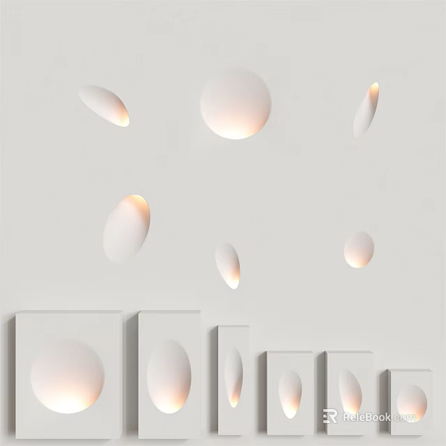 Elegant Modern Wall Lamps With Circular Oval Shapes Illuminated And Decorative Frames 3d model 