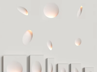 Elegant Modern Wall Lamps With Circular Oval Shapes Illuminated And Decorative Frames 3d model