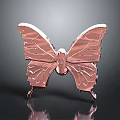 Rose Gold Butterfly Shaped Metallic Decorative Sculpture With Shiny Surface And Wing Patterns