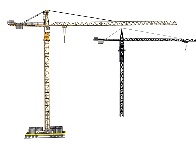 Dual Tower Cranes Essential Industrial Equipment With High Reach Lifting Capacity 3d model