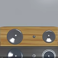 Modern Wooden Swing Door With Silver Round Handles And Central Knob