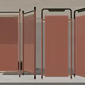 Multiple Modern Orange Partition Screens With Metal Frames In Interior Space 3d model
