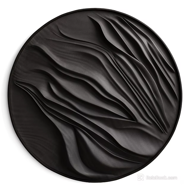 Modern Round Black Wall Decor with Wavy Textured Surface for Home Interior 3d model