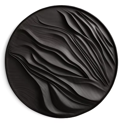 Modern Round Black Wall Decor with Wavy Textured Surface for Home Interior 3d model