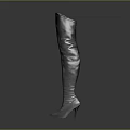 Shiny Silver Long Leather Boots With Glossy Surface On Dark Background