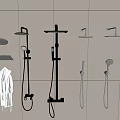 Modern Wall Mounted Shower Systems with Rainfall and Handheld Heads in Bathroom Setting with Bathrobe