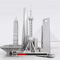Modern Architecture Shanghai Characteristic Architecture 3d model