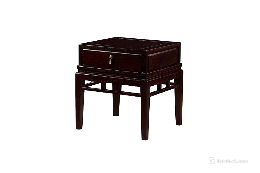 Classic Wooden Bedside Table With Single Drawer And Sturdy Legs Design Structure 3d model