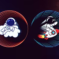 Innovative Commercial Equipment With Astronaut Rocket Cloud And Spiral Circular Design