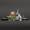 Stylish Black Dinnerware Set With Gray Napkins Green Apples Wine Glasses And Candle