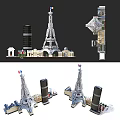 Famous Paris Landmarks Building Block Models Including Eiffel Tower And Triumph Arch