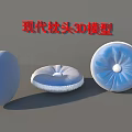 Modern Pillow 3D Models with Blue Design and Round Shape for Interior Decor 3d model